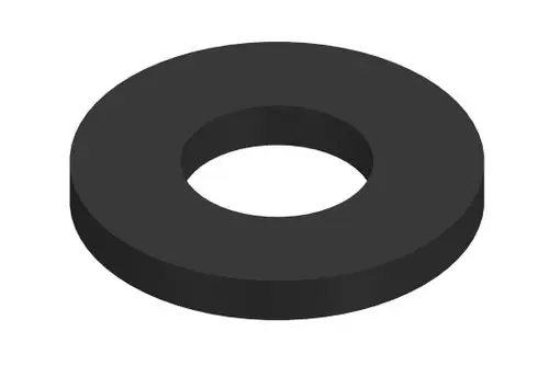 Schwarze Dichtung in Ringform mit einem Loch in der Mitte, hergestellt von Bosch, geeignet für unterschiedliche Anwendungen.